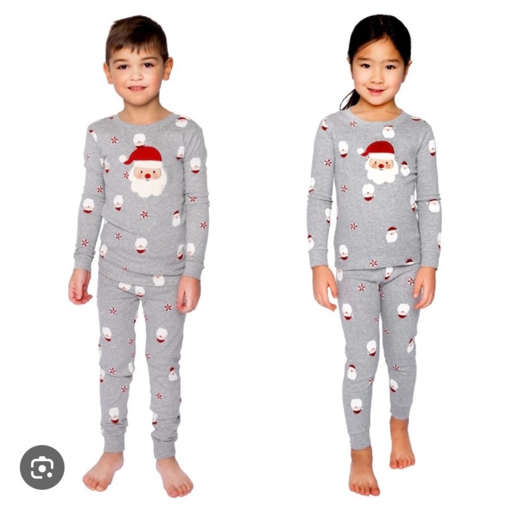 Festive Santa Kids Pajama Set in Gray